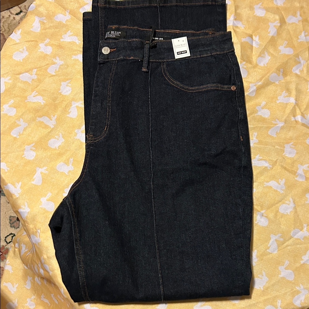 Judy Blue Dark Wash Wide Leg Blue Jeans Size 22W High Waist NWT - Picture 13 of 16